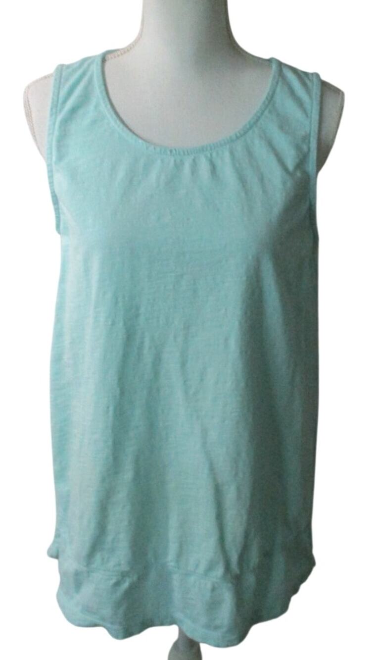 Lands End Women's Light Green Cotton Tank Shirt Size Medium